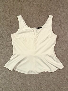 SHEIN Sleeveless Sweetheart Neckline White Peplum Tank Top - XL